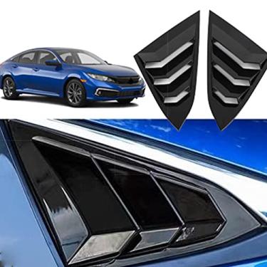 Imagem de GZBFTDH Acessórios para persianas de janela lateral traseira do carro, para Honda 2016-2019 Air Vent Scoop Shades Cover Auto Exterior (preto)