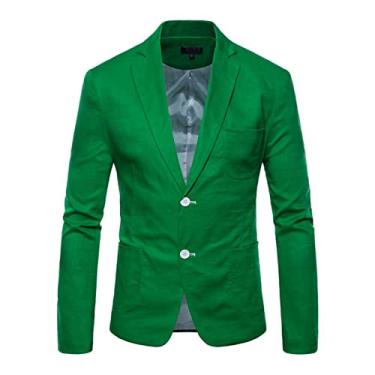 Imagem de Dawwoti 2022 Blazer masculino casual jaqueta slim fit ternos jaqueta casaco esportivo negócios um botão, Verde, XG