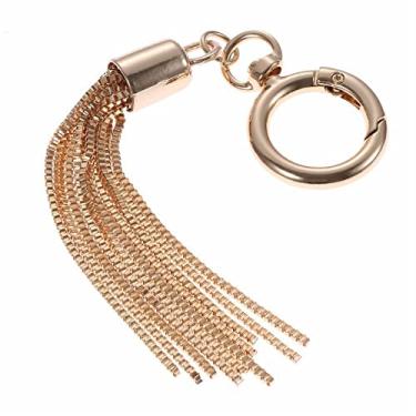 Imagem de 1 peça tampa de metal borla jóias cortina vestuário acessórios decorativos DIY chave saco de telefone celular franja guarnição borlas pingente, ouro com clipes de pressão