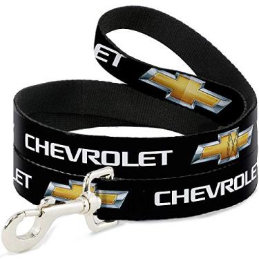Imagem de (1.2m Long - 2.5cm Wide, Chevy Bowtie Black/Gold Logo REPEAT) - Buckle-Down Pet Leash - Chevy Bowtie Black/Gold Logo REPEAT - 1.2m Long - 1.3cm Wide