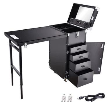 Imagem de Maleta Profissional Boeki Estação Esmalte E Maquiagem Preta Kc-493