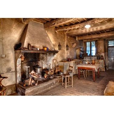 Imagem de LFEEY 17,78 cm x 1,83 m Fundo interior de fazenda para fotografia estilo rústico cozinha retrô rústica casa velho oeste antigo hotel restaurante lareira decoração fundo foto estúdio adereços