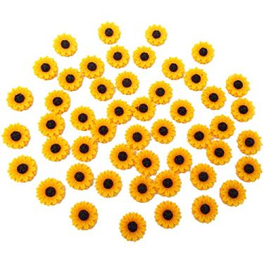 Imagem de Honbay 60 peças, contas de girassol e lodo de resina de flores planas para scrapbooking, clipe de cabelo, capa de telefone, artesanato faça você mesmo