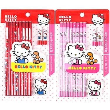 Imagem de [11 em 1] Conjunto de papelaria Hello Kitty com lápis e lápis de papelaria 1 peça (rosa)