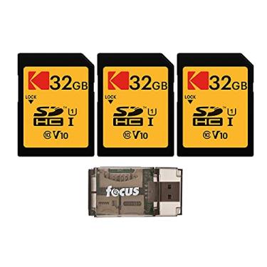 Imagem de Kodak Cartão de memória 32 GB Classe 10 UHS-I U1 SDHC (pacote com 3) com pacote de leitor de cartão USB Focus All-in-One (4 itens)