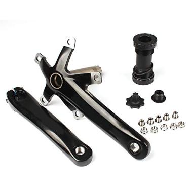 Imagem de Yajun Braço de manivela de bicicleta de montanha 170 mm BCD 130 mm suporte inferior e parafusos de corrente para bicicleta de estrada, preto