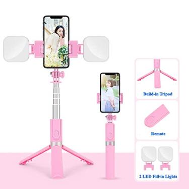 Imagem de Tripé de telefone portátil de liga de alumínio com obturador remoto sem fio compatível com iPhone 14 13 12 11 pro Xs Max Xr X 8 7 6 Plus Android Samsung Smartphone 30 polegadas Rosa