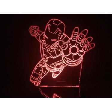 Imagem de Luminária Led 3D Homem De Ferro Voando Vingadores Iron Man - Geeknario