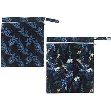 Imagem de 2 peças saco seco molhado para fraldas de tecido de bebê reutilizável com dois bolsos com zíper (NB06)