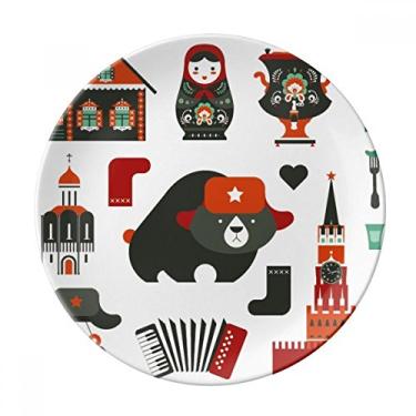 Imagem de Urso Vodka Boneca acordeão Rússia Prato decorativo de porcelana Salver Prato de jantar