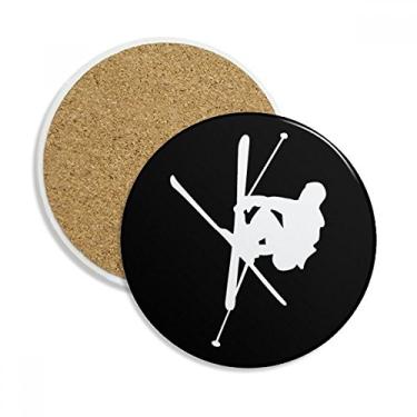 Imagem de Skateboarding Black Sport Contorno Coaster Cup Caneca de mesa Proteção Absorvente Pedra