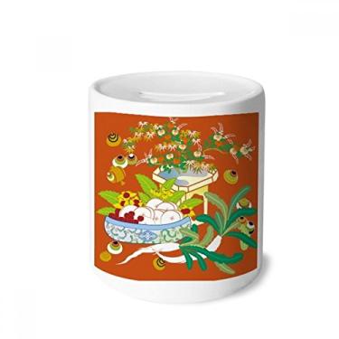 Imagem de DIYthinker Caixa de moeda de cerâmica com folha de cultura colorida para caixa de dinheiro presente de cofrinho