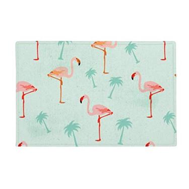 Imagem de DIYthinker Tapete antiderrapante para porta de banheiro com estampa de flamingo rosa