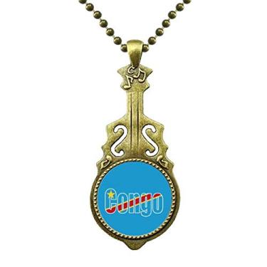 Imagem de DIYthinker Colar moderno com nome da bandeira do país do Congo Art Deco, joia antiga com pingente de música