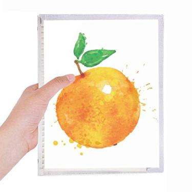 Imagem de Caderno com estampa de ilustração em aquarela de frutas laranjas, diário de folhas soltas recarregável