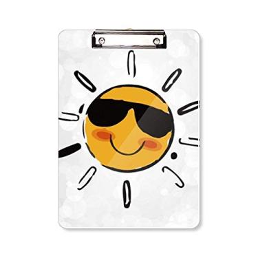 Imagem de Óculos de sol com estampa de ilustração de clima e prancheta pasta, bloco de escrita A4