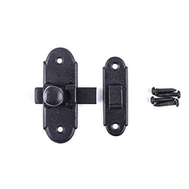 Imagem de Trinco de porta deslizante de armário de ferro preto 8 cm C x 5,5 cm L Travas deslizantes de metal de ferro forjado antigo para portas de armário ou janelas, travas resistentes à ferrugem com renovadores de hardware
