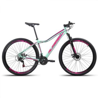 Imagem de Bicicleta Aro 29 Alfameq Pandora Feminina Alumínio 21v Freio a Disco Garfo Suspensão - Verde/Rosa-Feminino
