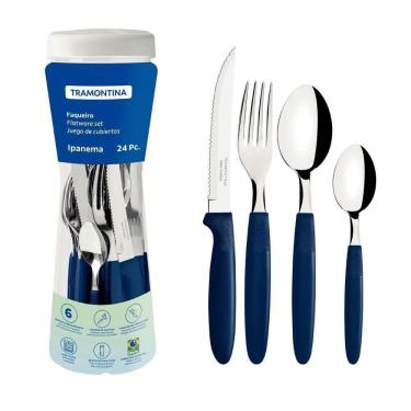 Imagem de Conjunto Faqueiro 24 Peças Ipanema Lâmina Inox Cabo Azul - Tramontina 23399191