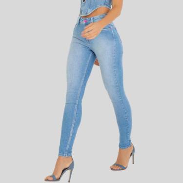 Imagem de Calça  Skinny Jeans Feminina Azul Claro - Visual Jeans