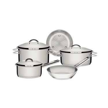 Imagem de Kit Jogo de Panelas 5 Peças Solar Fundo Triplo Inox Não Gruda Tramontina