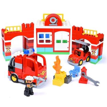 Imagem de DIY grande bloco de construção brinquedo caminhão de bombeiros da cidade