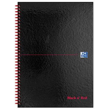 Imagem de Oxford Black n' Red Caderno A4 de capa dura brilhante pautado, perfurado, preto/vermelho, 140 páginas