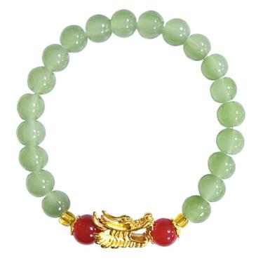 Imagem de xuzhiyuan 2024 Ano Novo do Dragão com Contas de Strech Pulseira Ajustável Verde Jade Cristal Contas Zodíaco Chinês Animal Cabeça de Dragão Pingente Pulseira Pingente Sorte Pulseiras de Ano Novo Joias