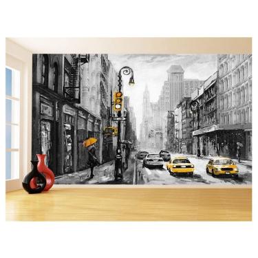 Imagem de Papel De Parede 3D Arte Pintura Nova York Taxi 3,5M Tra116