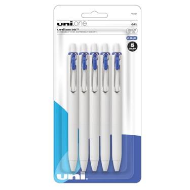 Imagem de uniball one Retractable Gel Pens, Medium Point (0.7mm), Blue Ink, 5 Pack