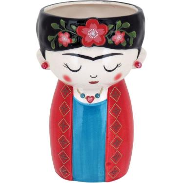 Imagem de CACHEPÔ CERÂMICA 21x13x13cm COLORIDO VASO DECORATIVO PLANTA