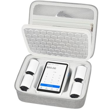 Imagem de Comecase Capa compatível com leitor de cartão de crédito de terminal quadrado, suporte móvel de armazenamento de máquina POS para carregador de terminal e mais de 5 rolos de papel de recibo com bolso