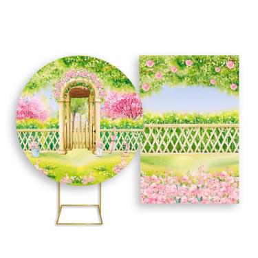 Imagem de Painel De Festa Redondo 1,50x1,50 + Painel Vertical 1,50x2,20 - Jardim