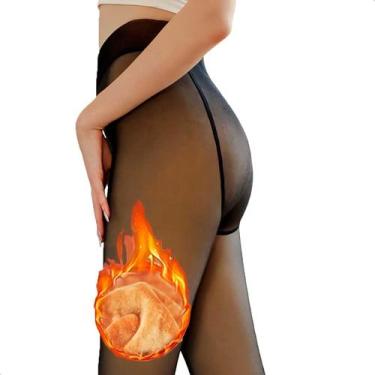 Imagem de Meia Calça De Lã Translúcida Térmica Forrada Pelinho Pelúcia - Dasro