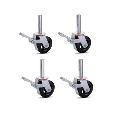 Imagem de Kit 04 Rodizio Para Andaime Roda De Borracha Ferro Giratório - Colson 