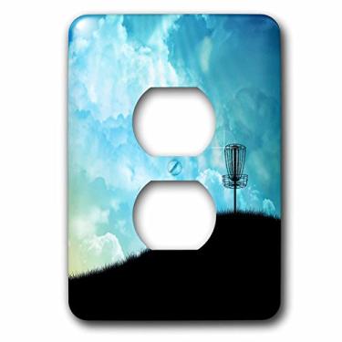 Imagem de 3dRose Lsp_120327_6 Basket on a Hill Silhouette of a Frisbee Disc Golf Basket com corrente em capa de interruptor de luz colorida Hill