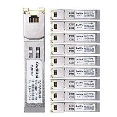 Imagem de 10 unidades 1,25 Gbps RJ45 cobre SFP, módulo transceptor 10/100/1000Base-T 100 m para Switch, roteador, firewall, placa de rede, conversor de mídia etc