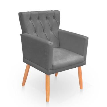 Imagem de Poltrona Capitonê Clássica Confortável para Sala e Quarto Ana Suede - 