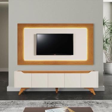 Imagem de Painel Grecia E Rack Grecia Com Led Tv 65" Cor:naturalle/off