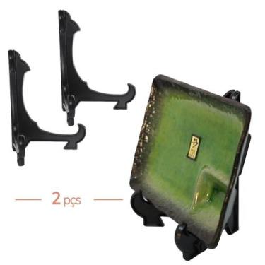 Imagem de Kit 2 Peças Suporte Para Pratos e Azulejos Preto 17,5cm - AC