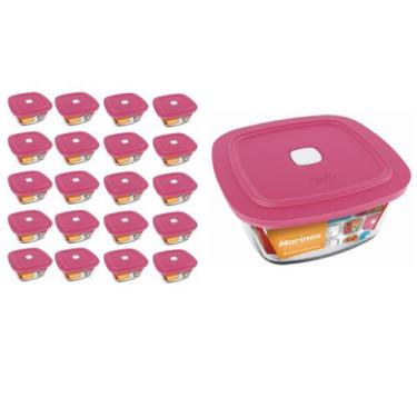 Imagem de Pote Vidro Quadrado Facilita Vap Com Tampa 1L Marinex 20Un - NADIR FIG