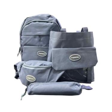 Imagem de Kit 4 Peças Mochila POCHETE FASHION Bolsa Unissex Escolar Multiuso Jov