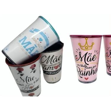Imagem de Copo Duplo Personalizado Mãe Plástico 400ml Lembrancinha - Maior Vende