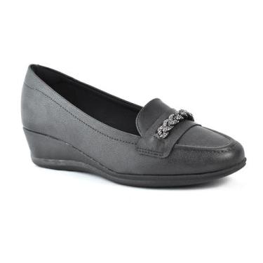 Imagem de Sapato Modare Casual Ultraconforto Strass Anabela Feminino Preto, Pret
