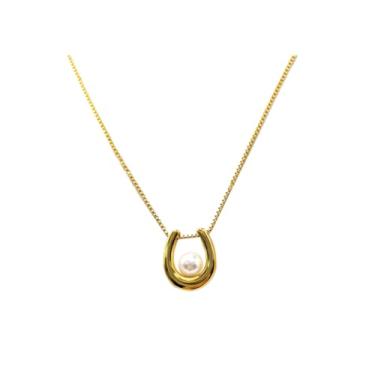 Imagem de Colar com pingente de ferradura de aço inoxidável, em forma de U, colar de pérolas delicadas para mulheres, homens, meninas, joias de festa, presentes para o dia da Grã-Bretanha, Aço inoxidável, Sem