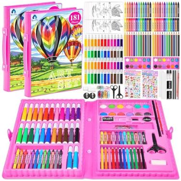 Imagem de Kit de arte pacote com 2, materiais de arte de pintura de desenho VigorFun para crianças, meninas, meninos, adolescentes, conjunto de presentes de arte inclui pastéis a óleo, giz de cera, lápis de