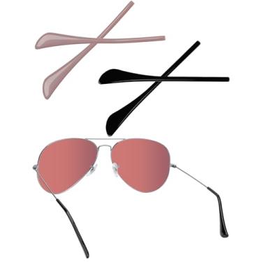 Imagem de Acefrog 2 pares de meias de substituição atualizadas para óculos de sol Ray-Ban Aviator RB3025 RB3044 RB3362 RB3026, ajuste perfeito, silicone macio, preto + roxo