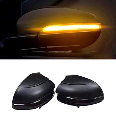 Imagem de N/A8 Lente fumê indicadora sequencial de luz de seta com espelho lateral LED (L&R) para VW Golf 6 MK6/ Golf G-TI 6/R20 2008-2012 (amarelo (sem furos))