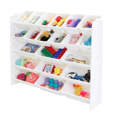 Imagem de UNiPLAY Organizador de armazenamento de brinquedos de 5 níveis com 21 compartimentos removíveis, base reconfigurável, multifuncional para livros, blocos de construção, materiais escolares, brinquedos