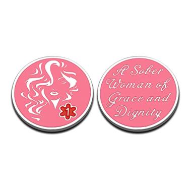 Imagem de Presentes de moeda de sobriedade de 1 ano para mulheres, amigas, presente inspirador de recuperação de fichas de bolso para ela, aniversário de um ano, fichas e medalhões, ideal para presente de Natal